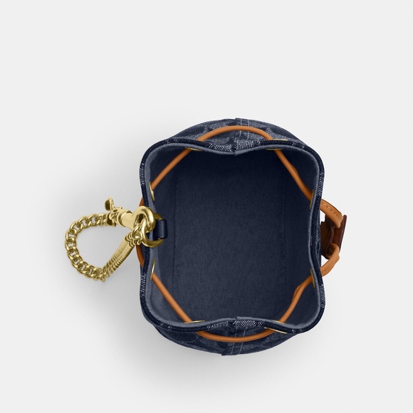 Drawstring Wristlet In Signature Denim - Picture 3 of 4